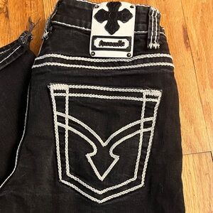 Answer Me- Straight Leg Jeans- White Stitching size 38x32